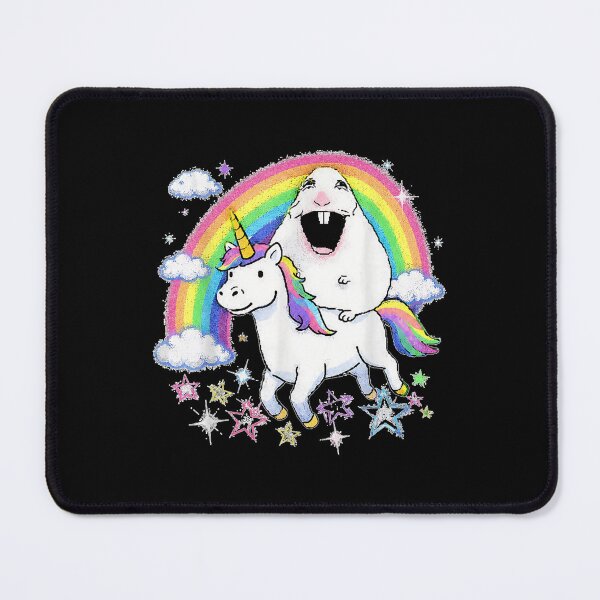 Item preview, Hamster Riding Unicorn Over Rainbow Meme Happy designed and sold by MiteKangerin.