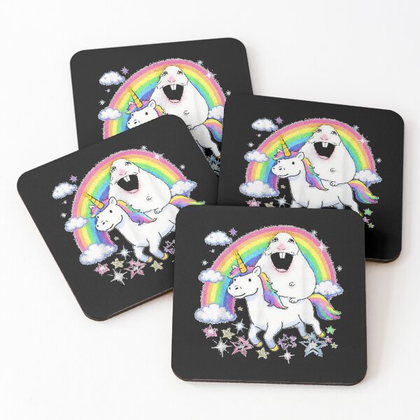 Item preview, Hamster Riding Unicorn Over Rainbow Meme Happy  designed and sold by MiteKangerin.