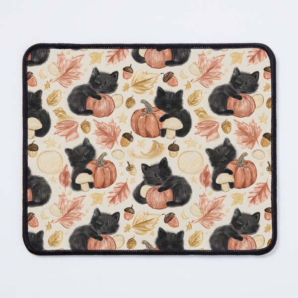 Item preview, Hand Drawn Black Cat Pumpkins and Foliage designed and sold by AlyssasCreativeBoutique.