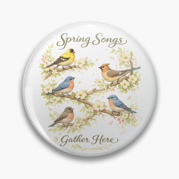 Item preview, Spring Songs Gather Here Songbirds Floral Cottagecore Nature Art  designed and sold by inkoutninja.