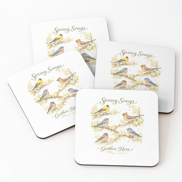 Item preview, Spring Songs Gather Here Songbirds Floral Cottagecore Nature Art  designed and sold by inkoutninja.