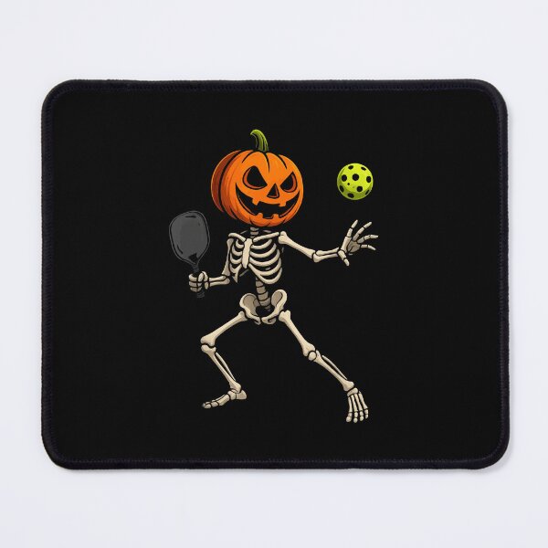 Item preview, Spooky Dink Pumpkin Head Skeleton Playing Pickleball designed and sold by ZariahNey.