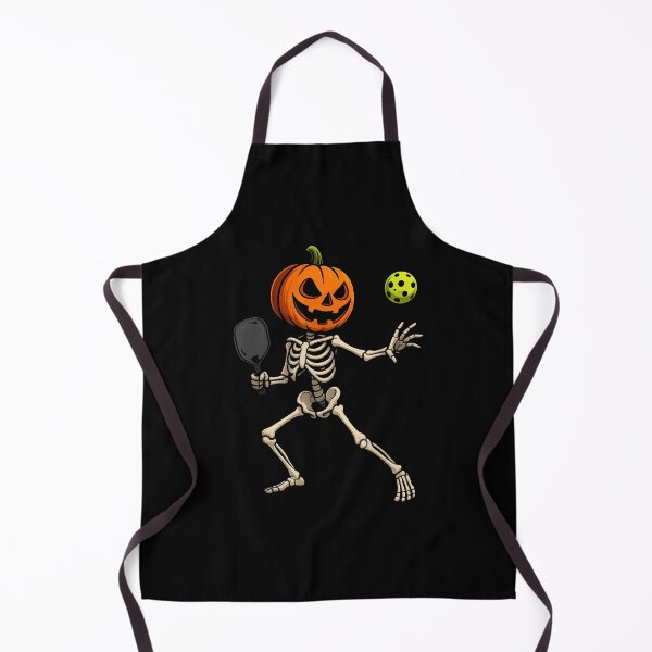 Item preview, Spooky Dink Pumpkin Head Skeleton Playing Pickleball designed and sold by ZariahNey.