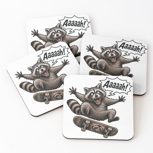 Item preview, Aaaaah! Skateboarding Raccoon designed and sold by TrendScanner.