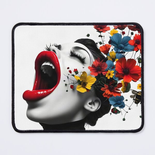 Item preview, Surreal Woman Speaking Flowers Portrait Art Prints and Merch designed and sold by UrbanTempleArt.