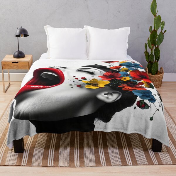 Item preview, Surreal Woman Speaking Flowers Portrait Art Prints and Merch designed and sold by UrbanTempleArt.