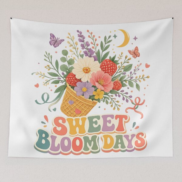 Item preview, Sweet Bloom Days Floral Strawberry Bouquet Pastel Cottagecore Art Design designed and sold by inkoutninja.