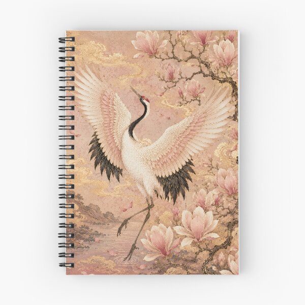 Item preview, Magnolia Crane Amid Golden Clouds designed and sold by atanasiaslivert.