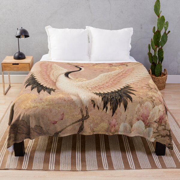 Item preview, Magnolia Crane Amid Golden Clouds designed and sold by atanasiaslivert.
