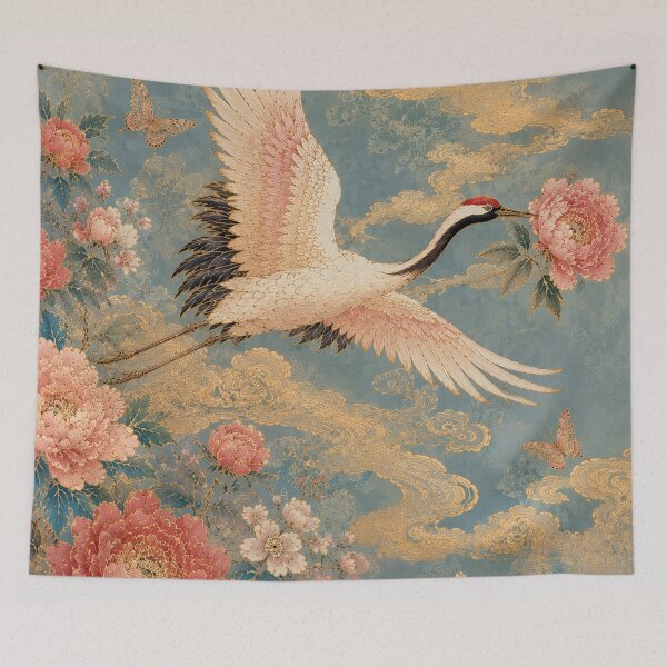 Item preview, Gilded Crane Among Peonies designed and sold by atanasiaslivert.