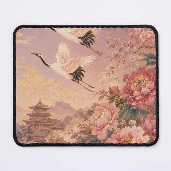 Item preview, Two Crane in Magnolia Pink Cloud designed and sold by atanasiaslivert.