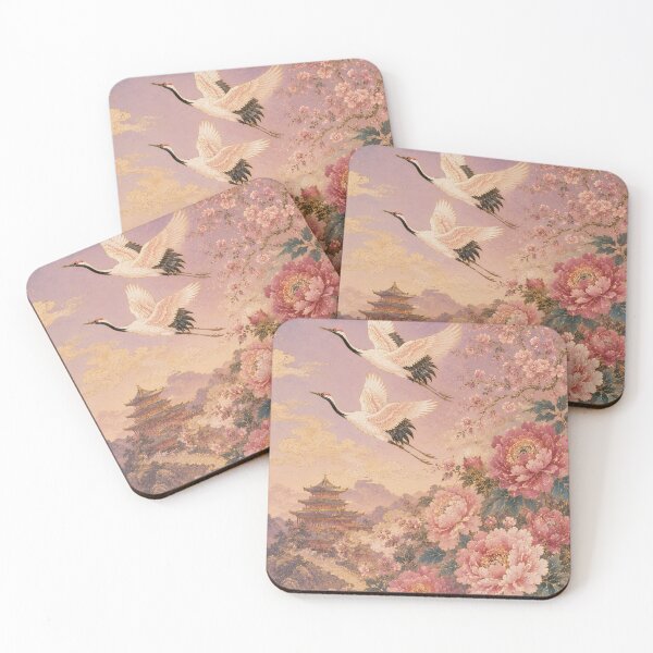 Item preview, Two Crane in Magnolia Pink Cloud designed and sold by atanasiaslivert.