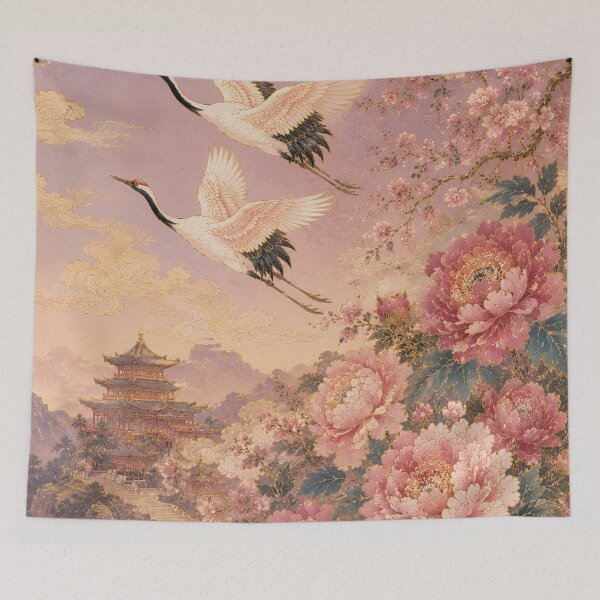 Item preview, Two Crane in Magnolia Pink Cloud designed and sold by atanasiaslivert.