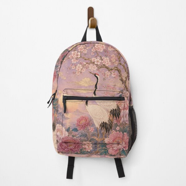 Item preview, Ornate Cranes Among Blossoms at Sunrise designed and sold by atanasiaslivert.