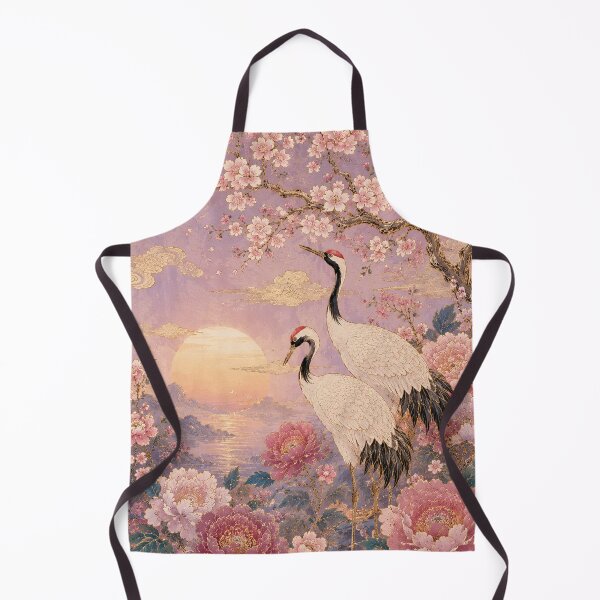 Item preview, Ornate Cranes Among Blossoms at Sunrise designed and sold by atanasiaslivert.