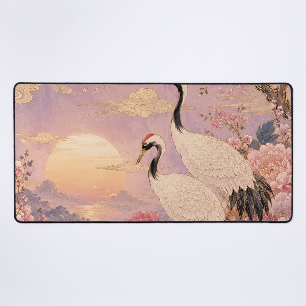Item preview, Ornate Cranes Among Blossoms at Sunrise designed and sold by atanasiaslivert.