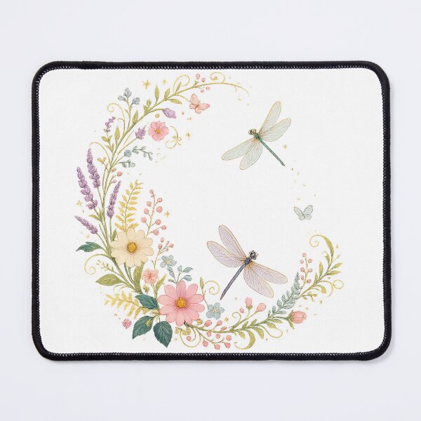 Item preview, Pastel Dragonfly Floral Wreath Butterfly Cottagecore Botanical Art Design designed and sold by inkoutninja.