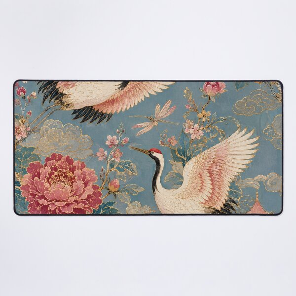 Item preview, Golden Cranes Among Peonies designed and sold by atanasiaslivert.