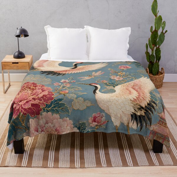 Item preview, Golden Cranes Among Peonies designed and sold by atanasiaslivert.