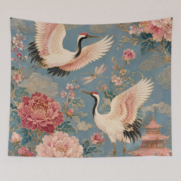 Item preview, Golden Cranes Among Peonies  designed and sold by atanasiaslivert.