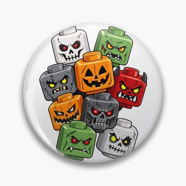 Item preview, Halloween Building Brick Head Pumpkin Ghost Zombie Friends designed and sold by KippyMcCall.