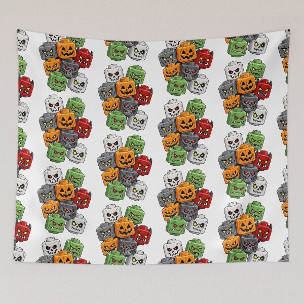 Item preview, Halloween Building Brick Head Pumpkin Ghost Zombie Friends designed and sold by KippyMcCall.