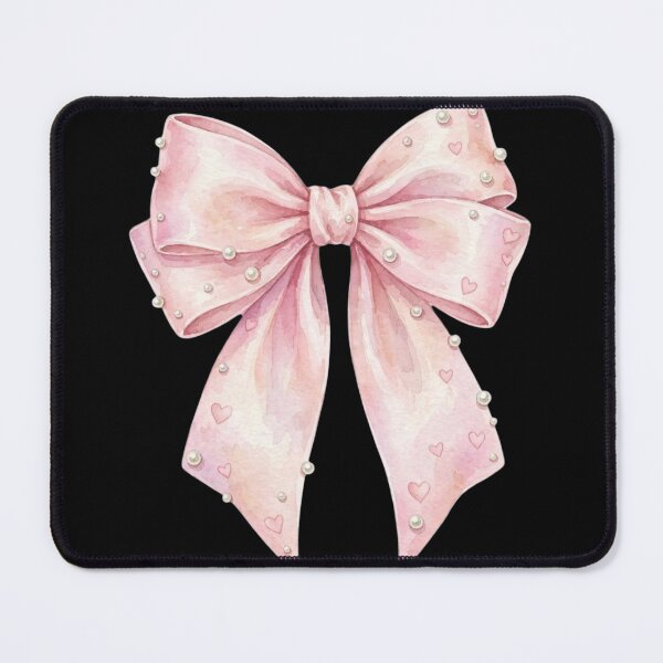 Item preview, Watercolor Pink Bow with Pearls & Hearts designed and sold by ZyVoAli.