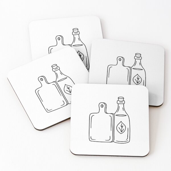 Item preview, An illustration of vinegar bottle beside a cutting board designed and sold by rasagamastore.