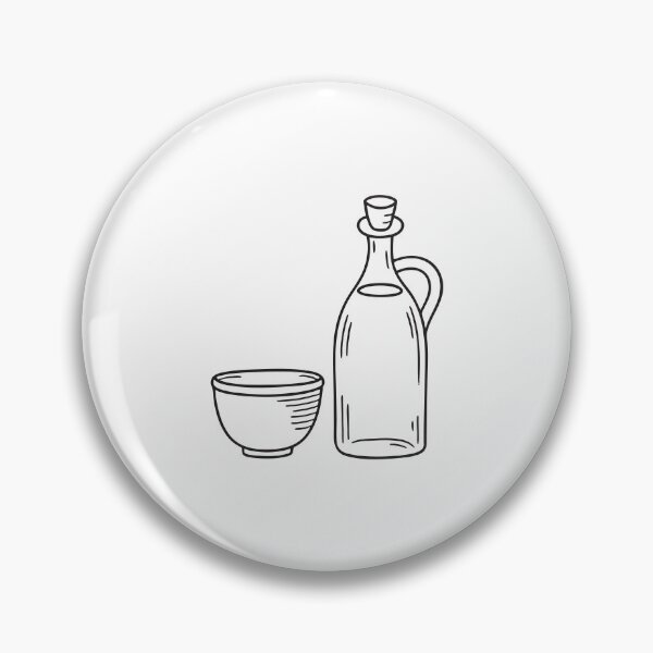 Artikelvorschau, Eine Abbildung einer Essigflasche neben einer Keramikschüssel entworfen und verkauft von rasagamastore.