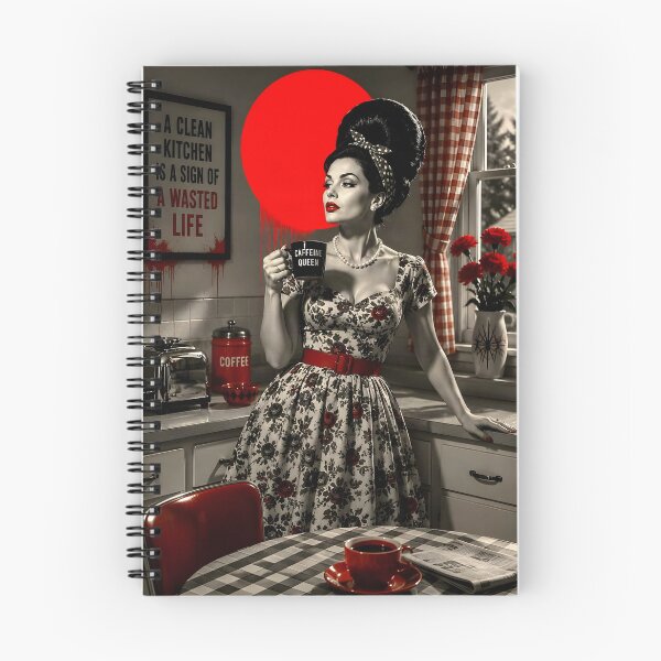 Item preview, Coffee Helps: Vintage Retro Woman in Floral Dress with Mid-Century Coffee Glamour designed and sold by UrbanTempleArt.
