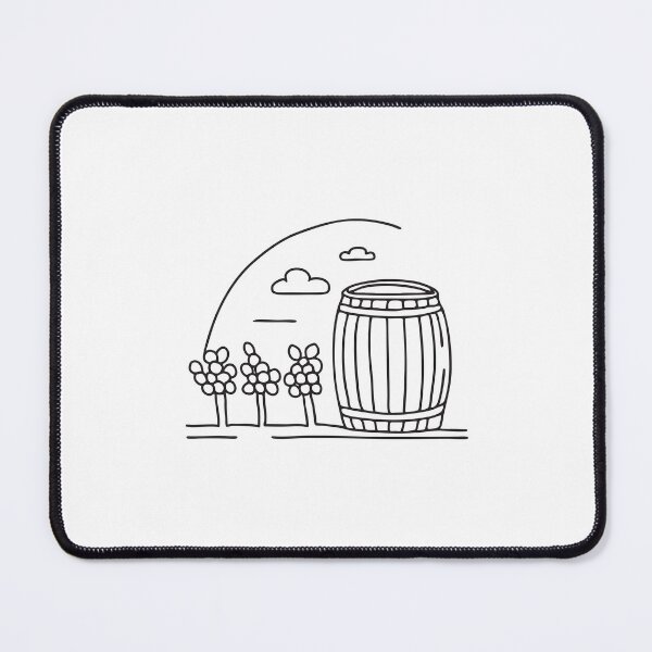 Item preview, An illustration of vineyard beside a wooden barrel designed and sold by rasagamastore.