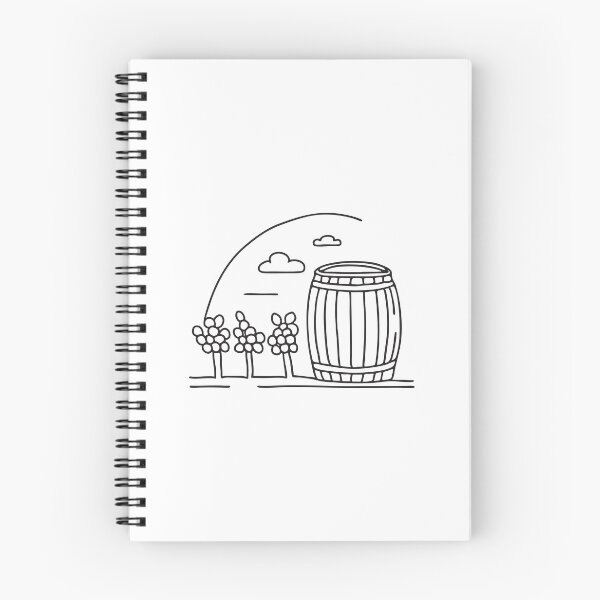 Item preview, An illustration of vineyard beside a wooden barrel designed and sold by rasagamastore.