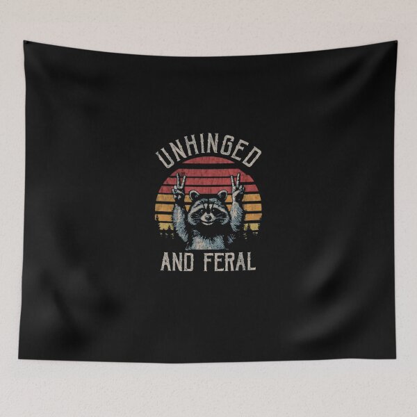 Item preview, Unhinged And Feral Raccoon Retro Sunset designed and sold by JoleenHance.