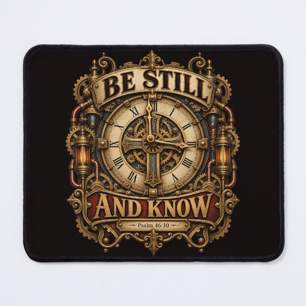 Item preview, Be Still and Know I am God, Psalm 46:10, Christian steampunk style designed and sold by TheBibleStop.