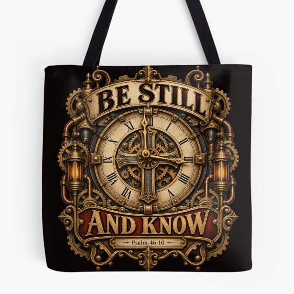 Item preview, Be Still and Know I am God, Psalm 46:10, Christian steampunk style designed and sold by TheBibleStop.
