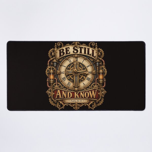 Item preview, Be Still and Know I am God, Psalm 46:10, Christian steampunk style designed and sold by TheBibleStop.