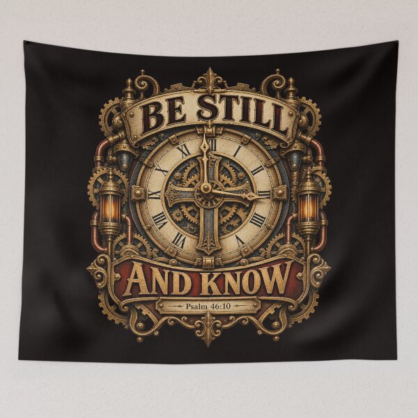 Item preview, Be Still and Know I am God, Psalm 46:10, Christian steampunk style designed and sold by TheBibleStop.