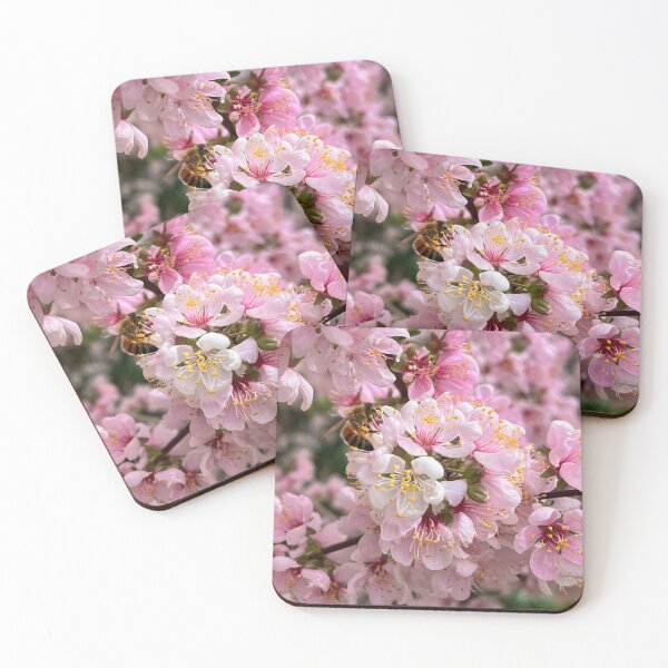 Item preview, Honey Bee Among Pink Cherry Blossoms designed and sold by Be Captured by Brittany Emma.