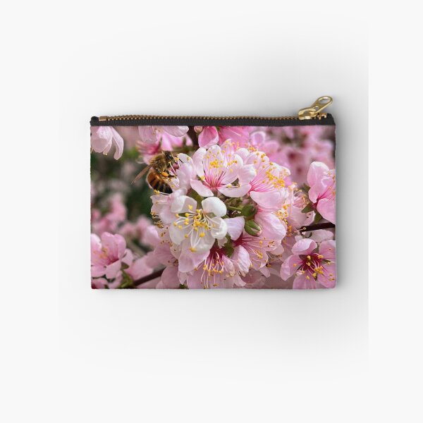 Item preview, Honey Bee Among Pink Cherry Blossoms designed and sold by Be Captured by Brittany Emma.