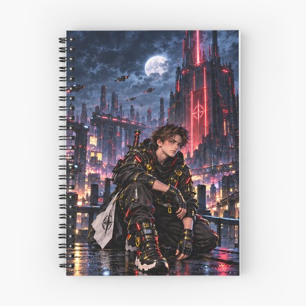 Item preview, Danix Cyberpunk Red Tower Night Poster Design designed and sold by Kenzie & Co.