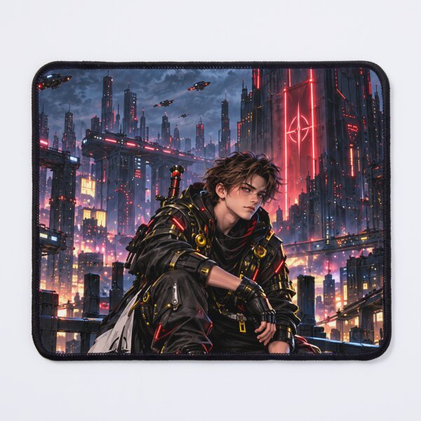 Item preview, Danix Cyberpunk Red Tower Night Poster Design designed and sold by Kenzie & Co.