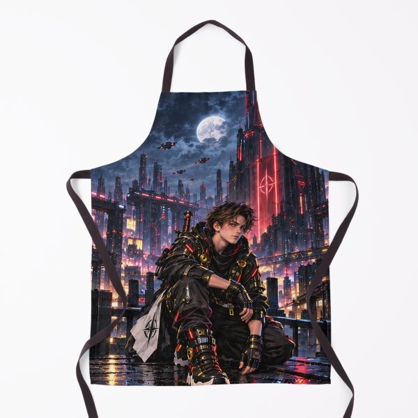 Item preview, Danix Cyberpunk Red Tower Night Poster Design designed and sold by Kenzie & Co.