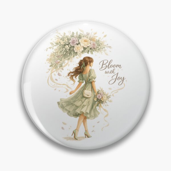 Item preview, Bloom with Joy Sage Green Floral Woman Romantic Cottagecore Art Design designed and sold by inkoutninja.