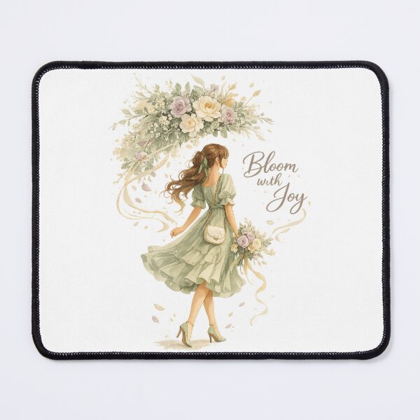 Item preview, Bloom with Joy Sage Green Floral Woman Romantic Cottagecore Art Design designed and sold by inkoutninja.