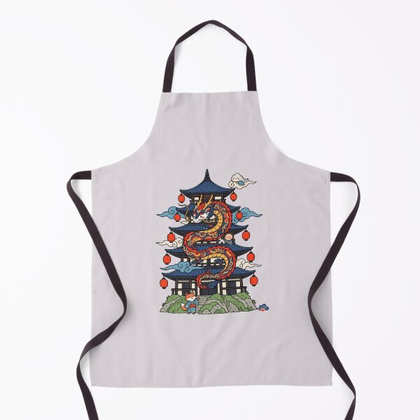 Item preview, Japanese Dragon & Pagoda | Kawaii Mythology Art designed and sold by MrDev.