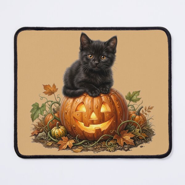 Item preview, Little Black Kitten on Halloween Jack-O-Lantern designed and sold by The She Shed.