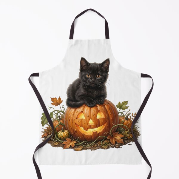 Item preview, Little Black Kitten on Halloween Jack-O-Lantern designed and sold by The She Shed.