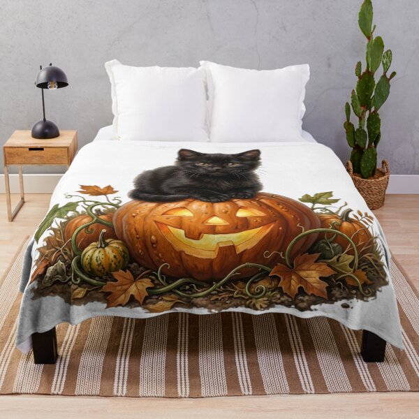 Item preview, Little Black Kitten on Halloween Jack-O-Lantern designed and sold by The She Shed.