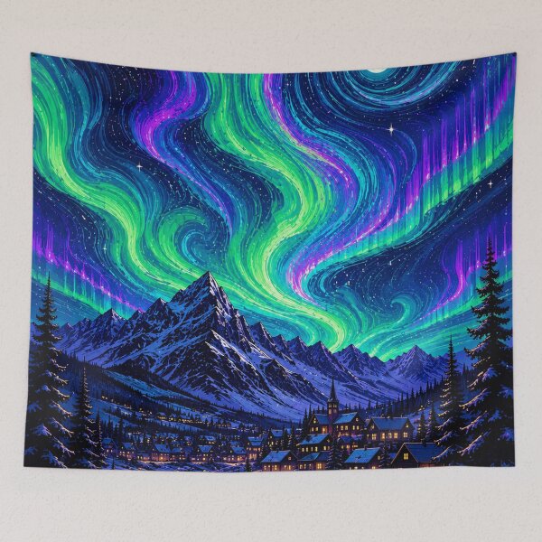 Item preview, Aurora Over a Snowy Valley designed and sold by archeliraiden.