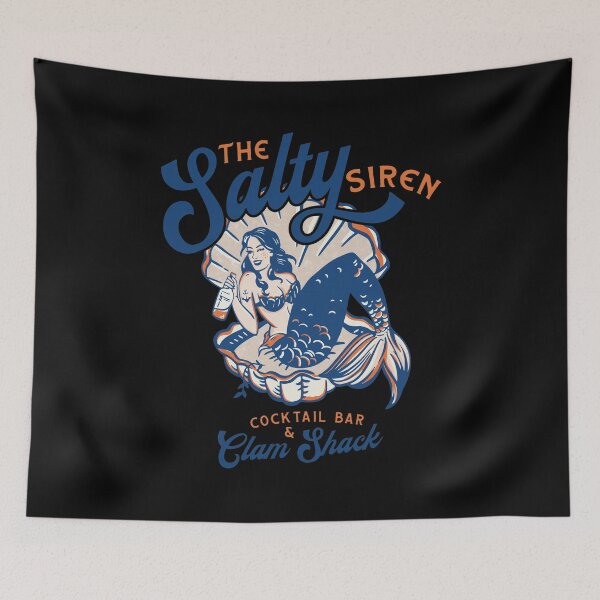 Item preview, The Salty Siren Cocktail Bar Mermaid Retro Illustration designed and sold by STEVDSON.